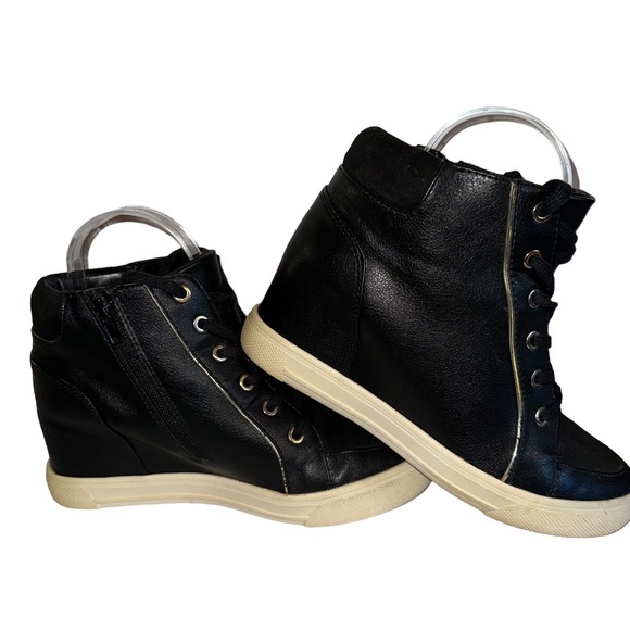 Aldo Black Wedge Sneaker Size 9 - Picture 3 of 12